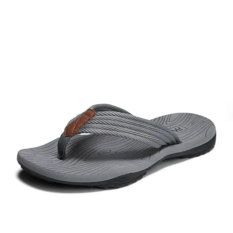 Men's Woven Striped Flip-flops Summer Indoor Outdoor Lightweight Comfortable