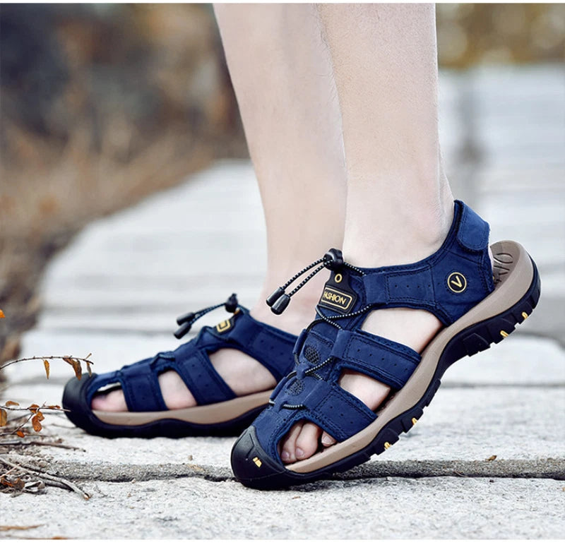 Genuine Leather Men's Shoes Summer Sandals Fashion Outdoor Beach Slippers