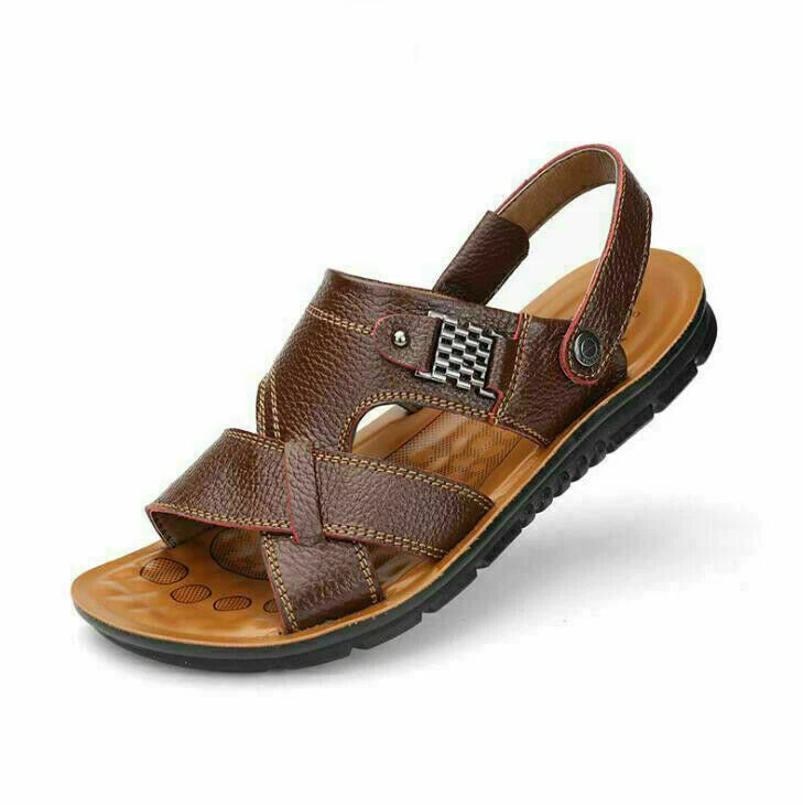 Men's Leather Sandal Fisherman Handmade Beach Slippers Flat Summer Shoes Outdoor