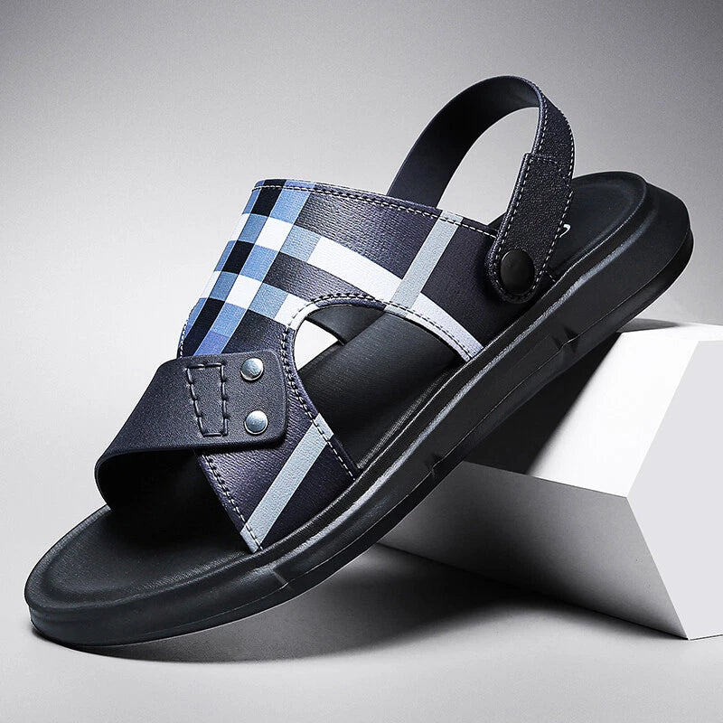 Men Summer Genuine Leather Sandals Casual Sports Beach Shoes Soft Home Slippers