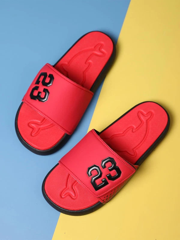 Men's Sport Slide Sandals, Flexible Midsole Comfort Casual Beach Slide, Red 11