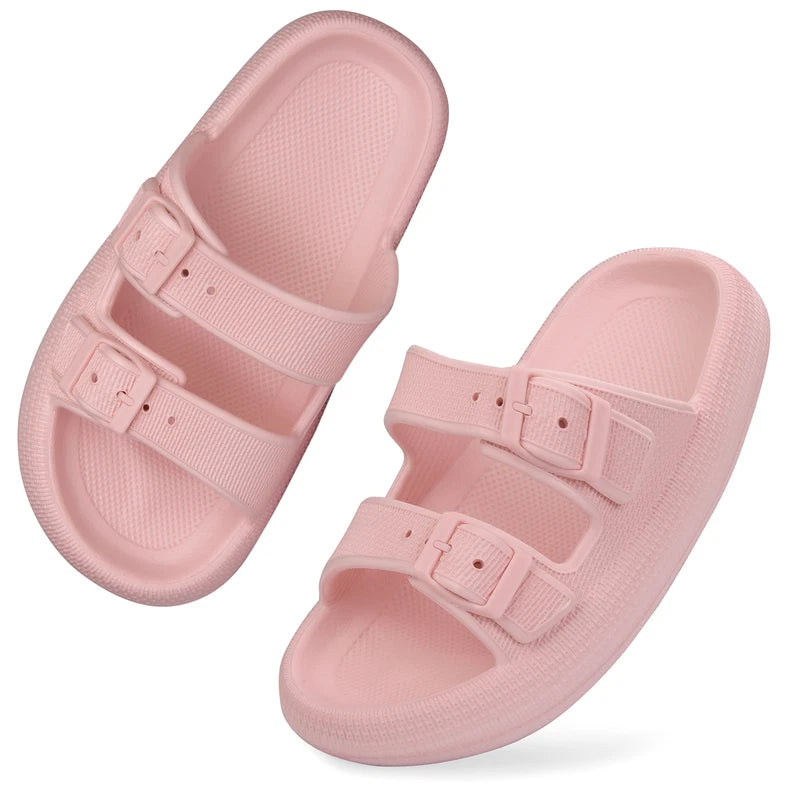 Cloud Slides for Women Men EVA Sandals Thick Sole Adjustable Buckles Slippers