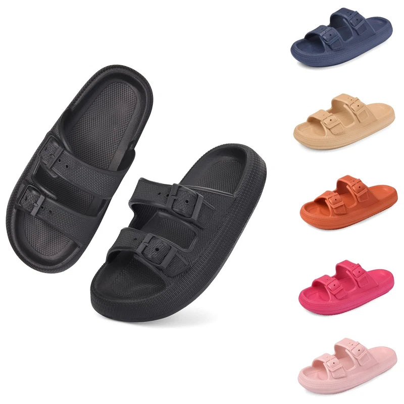 Cloud Slides for Women Men EVA Sandals Thick Sole Adjustable Buckles Slippers