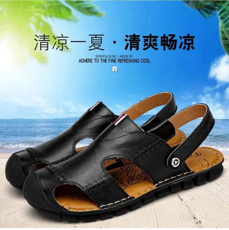 Men's Sandals Summer Breathable Beach Slippers Outdoor Sandals Flat Casual Shoes