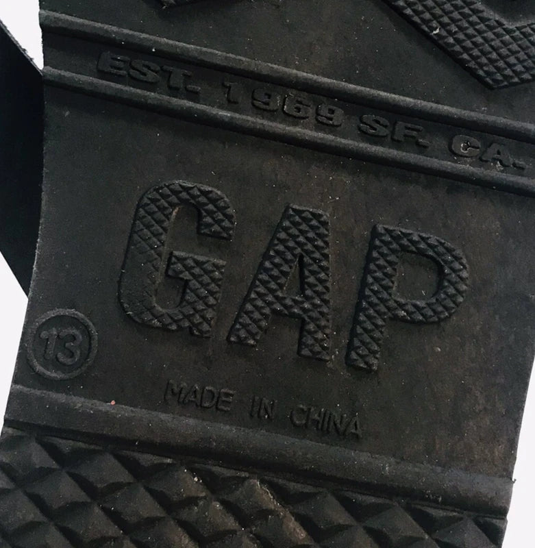 GAP Black Leather Flip Flops Men's 13 Black Thongs Beach Pool Sandals Slippers