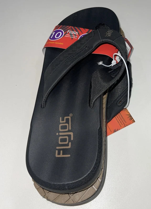 Looks- Mens Black Memory Foam Sandals- Size 10
