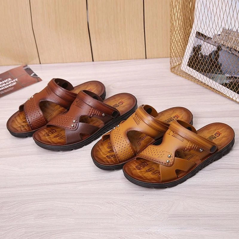 Mens Sport Closed Toe Sandals Summer Leather Shoes Beach Fisherman Flat Slippers