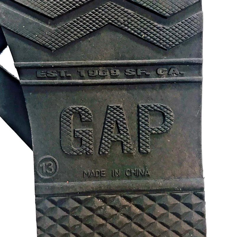 GAP Black Leather Flip Flops Men's 13 Black Thongs Beach Pool Sandals Slippers