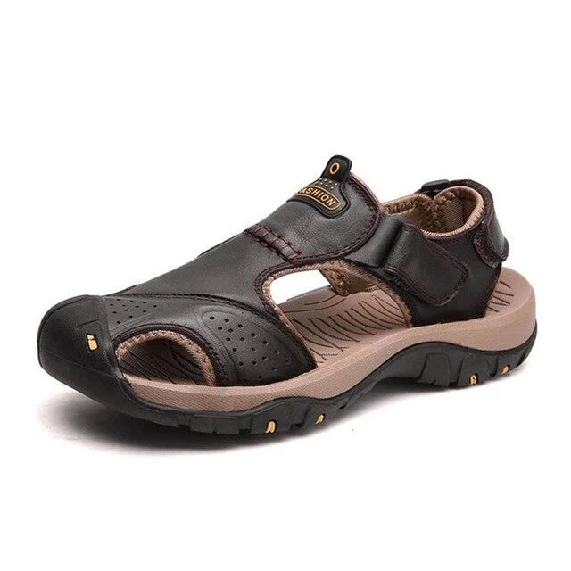 Summer Men's Sandals Breathable Casual Shoes Leather Outdoor Beach Slippers