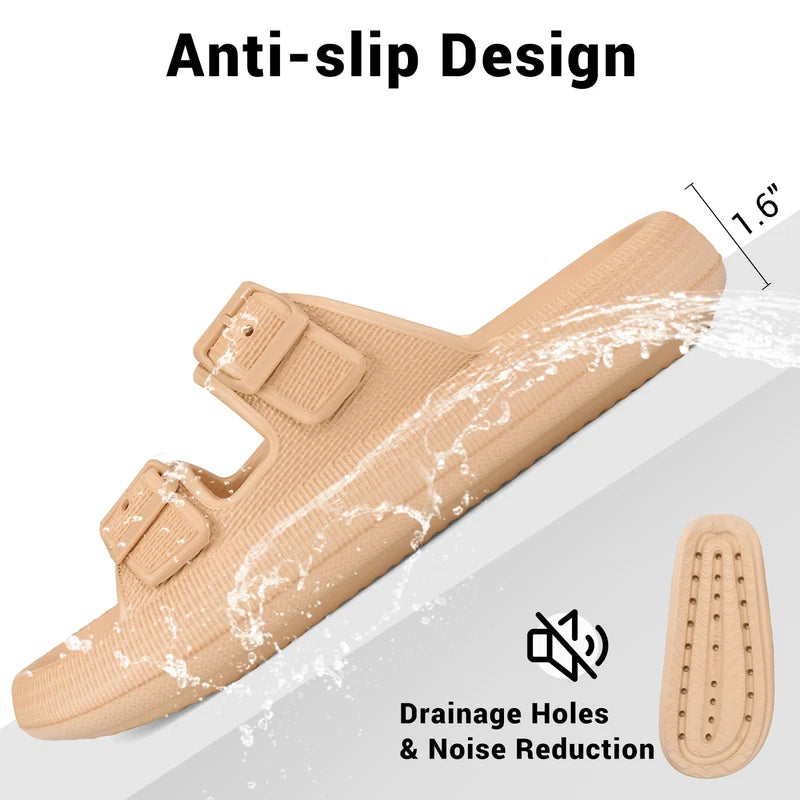 Cloud Slides for Women Men EVA Sandals Thick Sole Adjustable Buckles Slippers