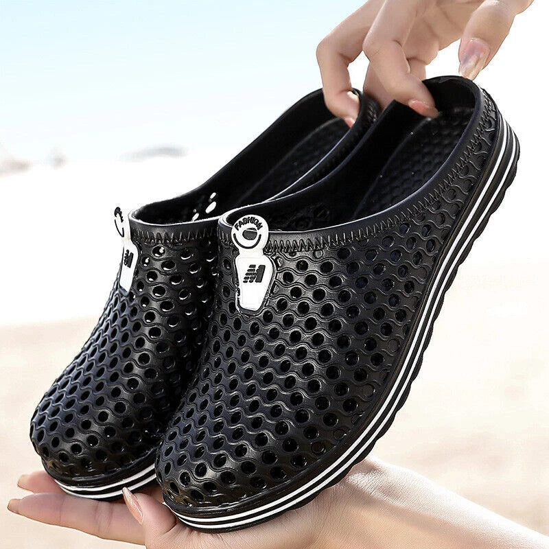Men Women Breathable Slippers Closed Toe Hollow Out Beach Garden Slides Sandals