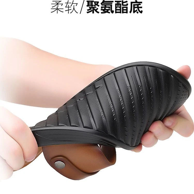 Blue Summer Men Microfiber Leather Sandals Casual Sports Beach Shoes Slippers