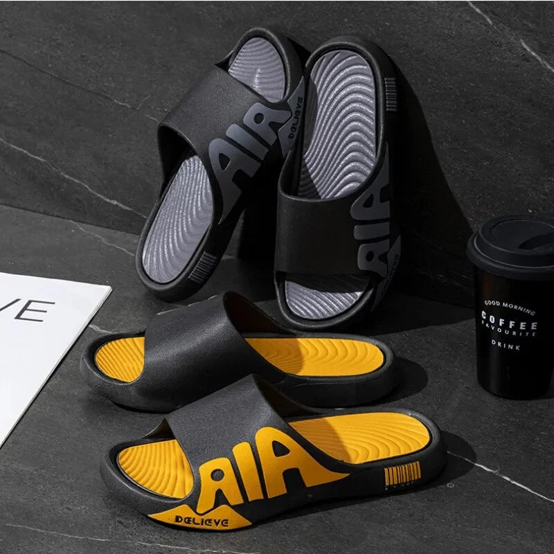 Men New Slides Summer Luxury Sandals Male Outdoor Soft Sole Beach Home Non-slip