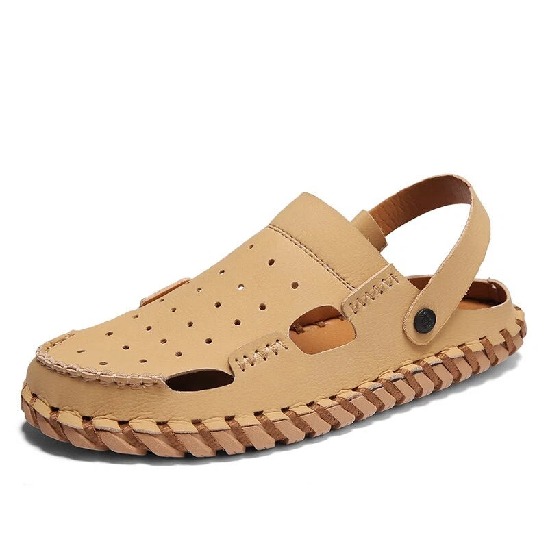Summer Men's Beach Slippers Outdoor Water Genuine Leather Sandals Casual Shoes