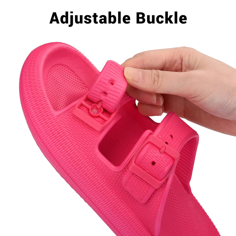 Cloud Slides for Women Men EVA Sandals Thick Sole Adjustable Buckles Slippers