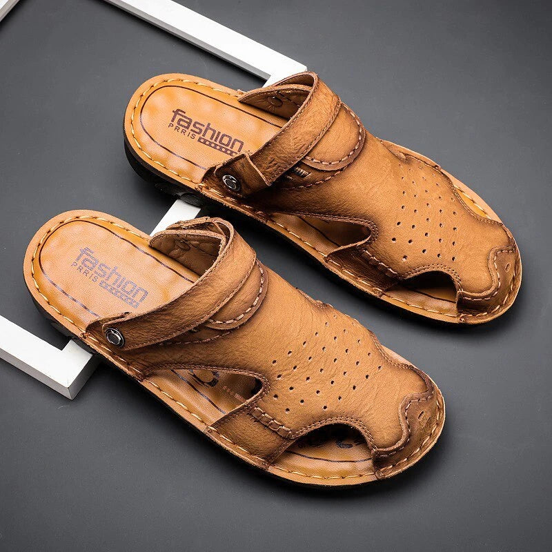 Men's Casual Genuine Leather Comfortable Sandals Outdoor Shoes Beach Slippers