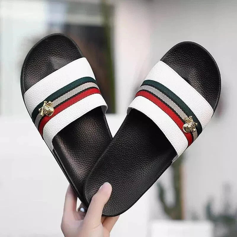NEW Summer Slides Breathable Beach Sandals Flip Flops Mouth Men's Slippers Soft