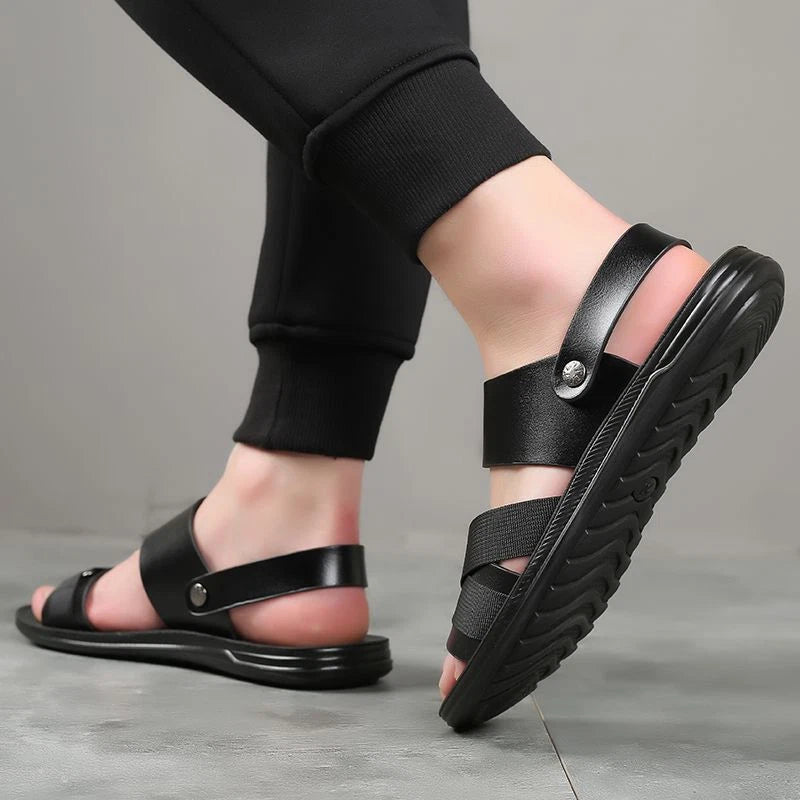 Men Microfiber Leather Sandals Casual Sports Summer Beach Shoes Home Slippers