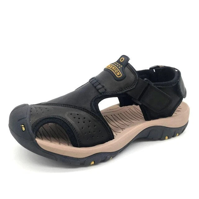 Summer Men's Sandals Breathable Casual Shoes Leather Outdoor Beach Slippers