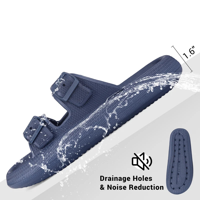 Cloud Slides for Women Men EVA Sandals Thick Sole Adjustable Buckles Slippers