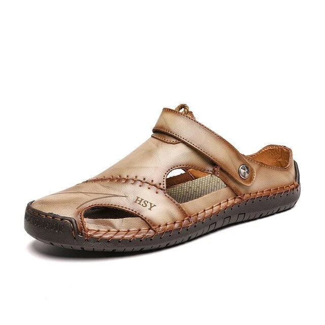 Summer Men's Sandals Breathable Casual Shoes Leather Outdoor Beach Slippers
