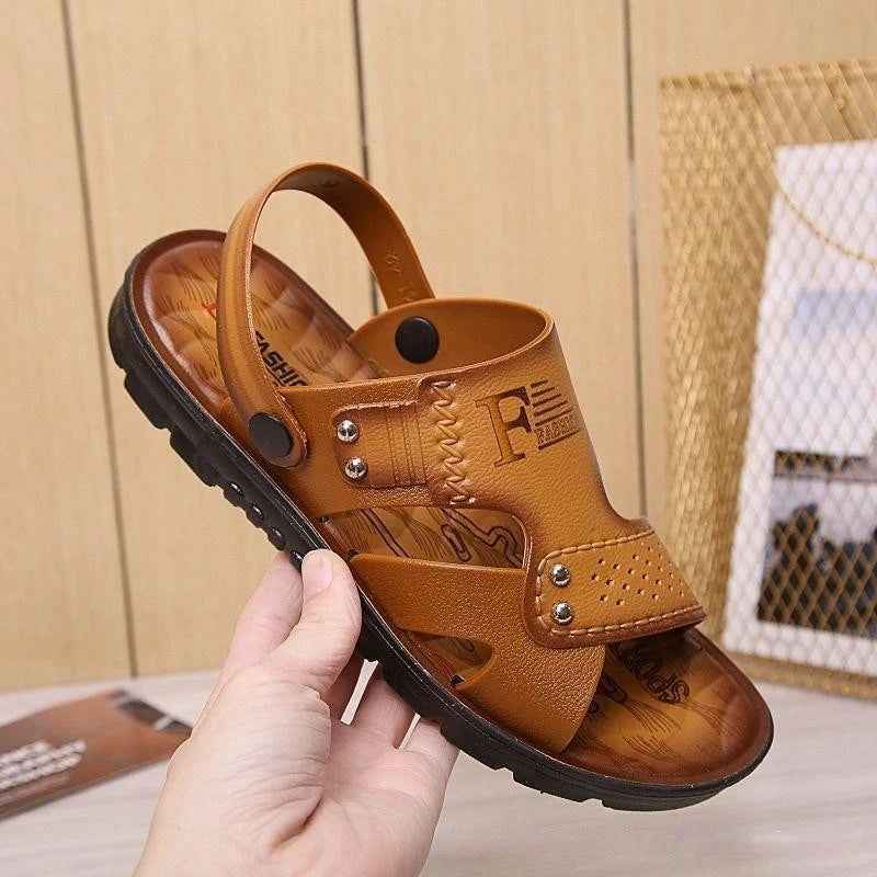 Mens Sport Closed Toe Sandals Summer Leather Shoes Beach Fisherman Flat Slippers