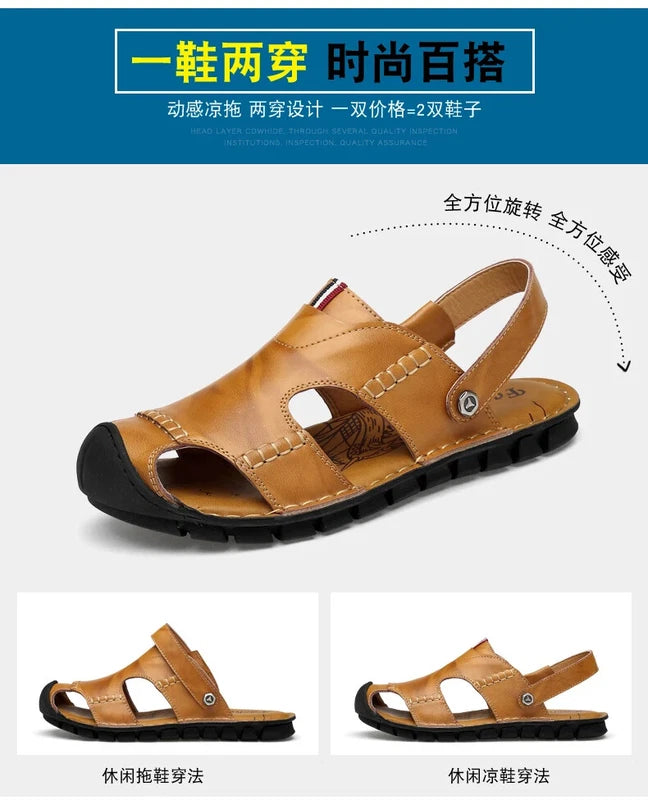 Men's Sandals Summer Breathable Beach Slippers Outdoor Sandals Flat Casual Shoes