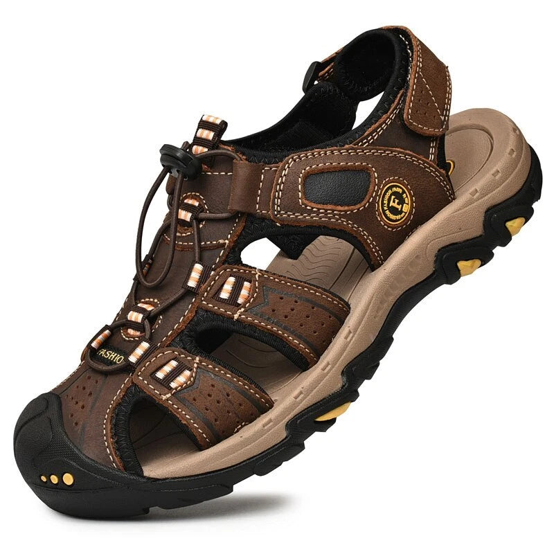 Genuine Leather Men Sandals Summer Beach Slipper Fashion Casual Sneakers
