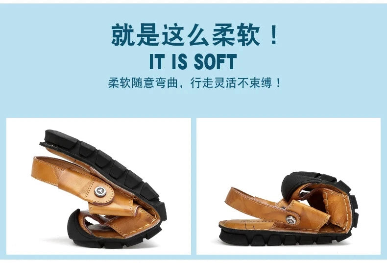 Men's Sandals Summer Breathable Beach Slippers Outdoor Sandals Flat Casual Shoes