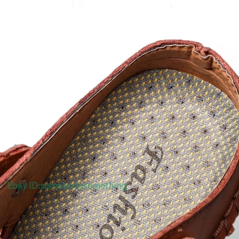 Mens Leather Sandals Water Shoes Summer Closed Toe Fisherman Beach Slippers Size