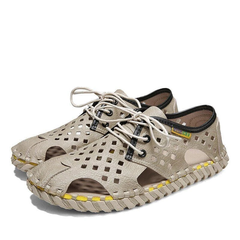 Men's Summer Sandals Casual Shoes Non-Slip Leather Outdoor Beach Slippers