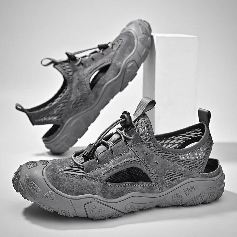 Genuine Leather Sandals Non-slip Men's Sneakers Breathable Mesh Beach Slipper