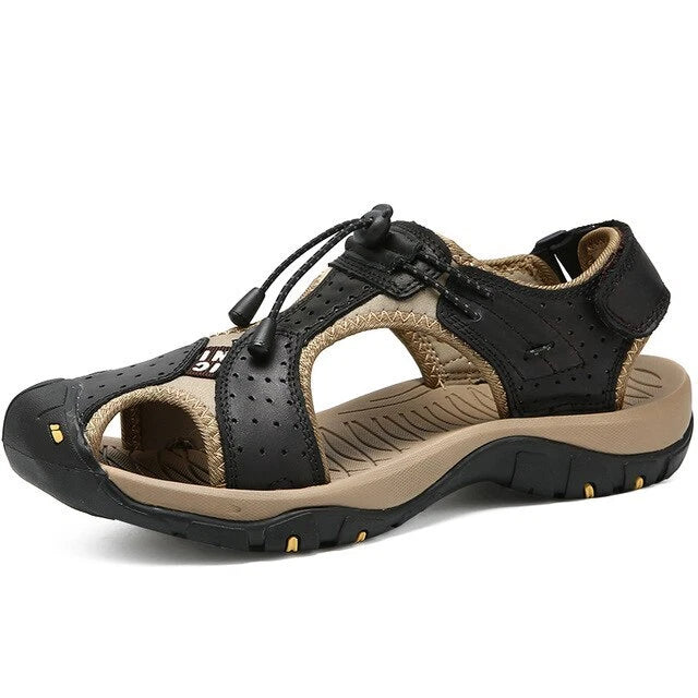 Men's Sandals Summer Leather Beach Slippers Non-slip Platform Sneakers