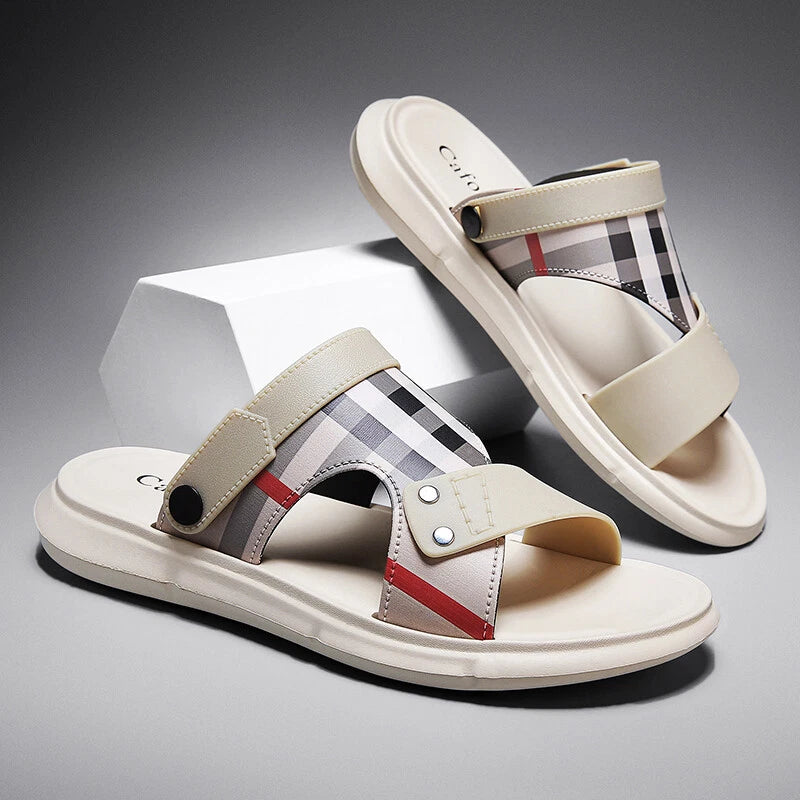 Men Summer Genuine Leather Sandals Casual Sports Beach Shoes Soft Home Slippers