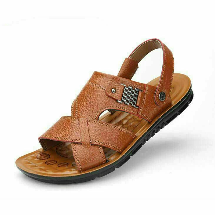 Men's Leather Sandal Fisherman Handmade Beach Slippers Flat Summer Shoes Outdoor