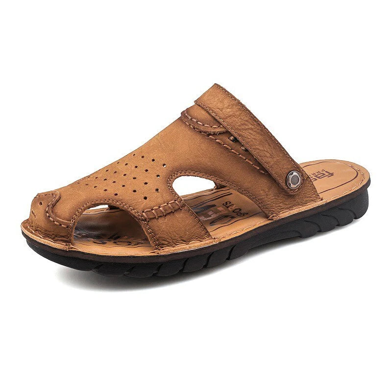 Men's Casual Genuine Leather Comfortable Sandals Outdoor Shoes Beach Slippers