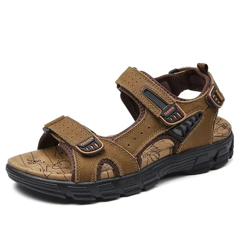 2025 New Genuine Leather Men's Sandals Summer Outdoor Non-slip Hiking