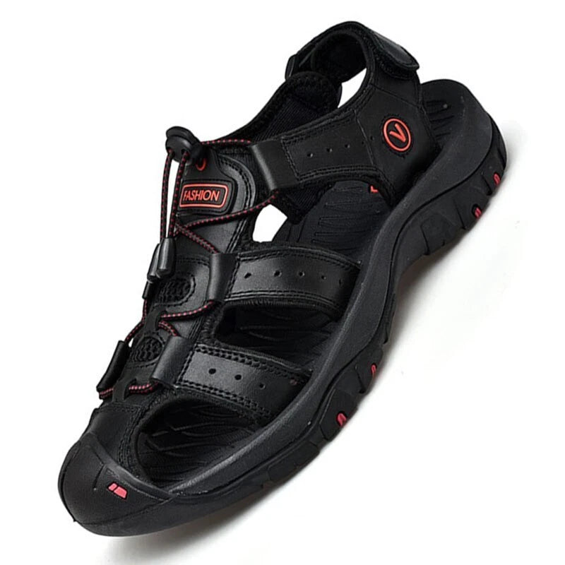 Men's Sandals Summer Leather Beach Slippers Non-slip Platform Sneakers