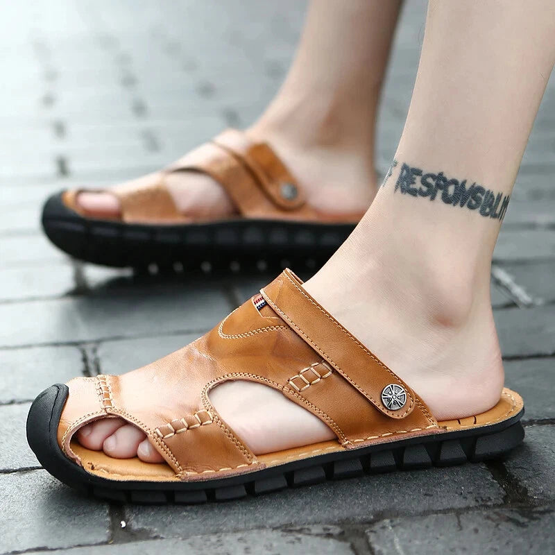 Men's Sandals Summer Breathable Beach Slippers Outdoor Sandals Flat Casual Shoes