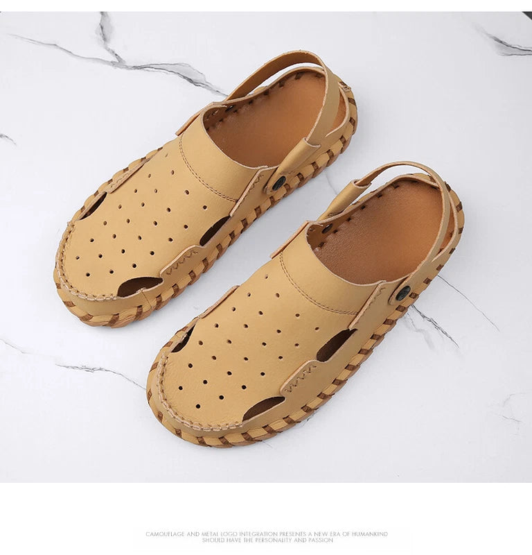 Summer Men's Beach Slippers Outdoor Water Genuine Leather Sandals Casual Shoes