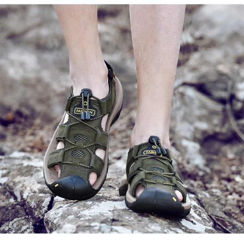 Genuine Leather Men's Shoes Summer Sandals Fashion Outdoor Beach Slippers