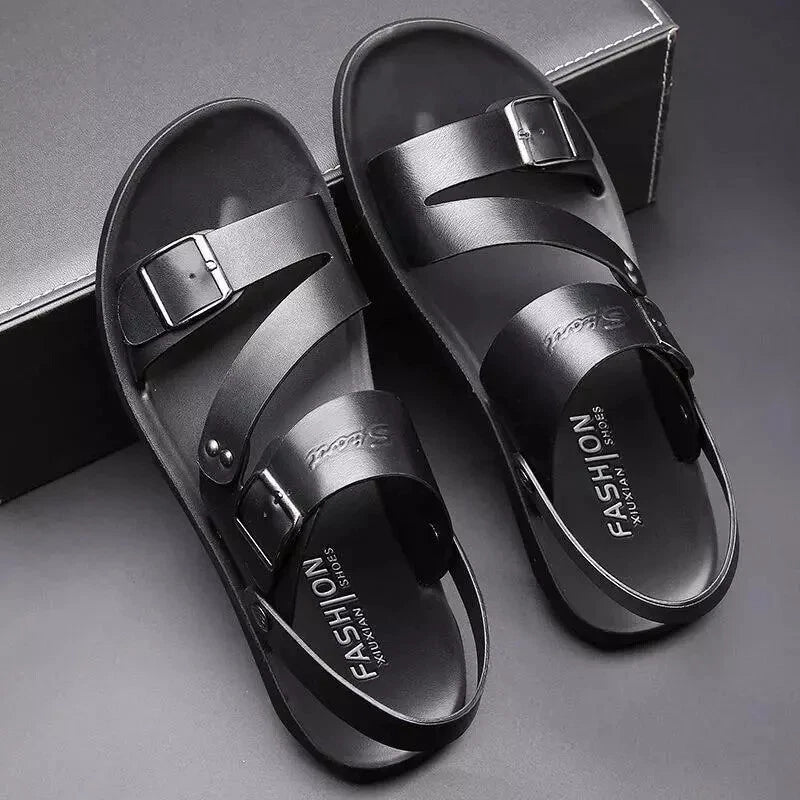 Men Leather Sandals Summer Slippers Casual Beach Shoes Sports Soft Home