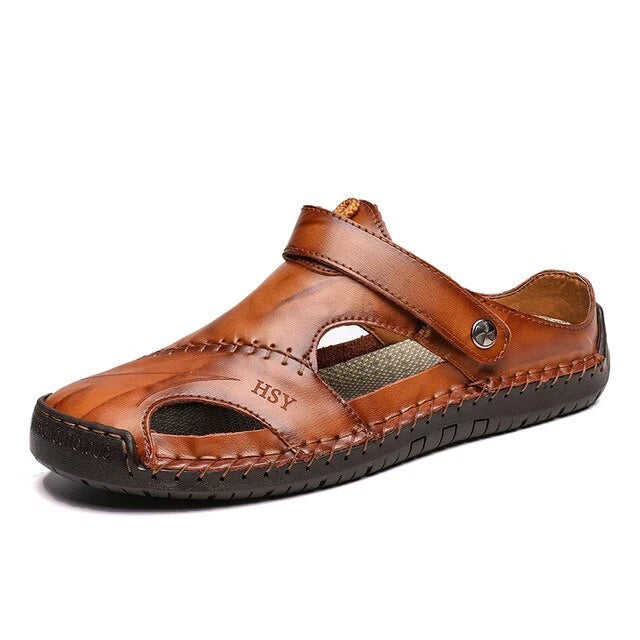Summer Men's Sandals Breathable Casual Shoes Leather Outdoor Beach Slippers