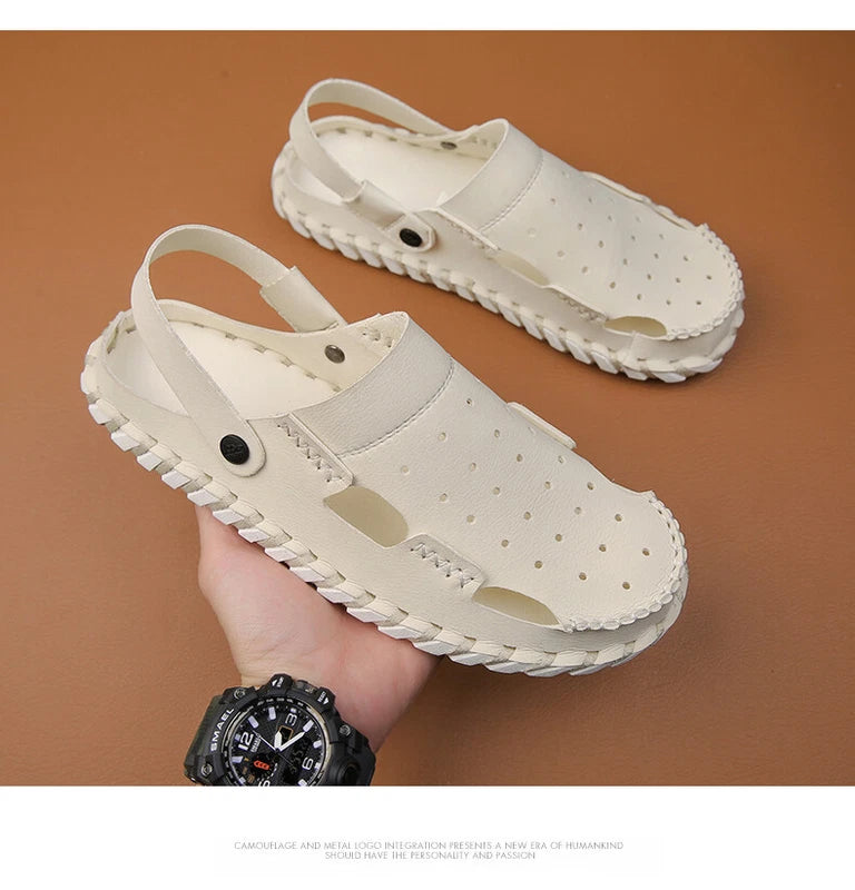 Summer Men's Beach Slippers Outdoor Water Genuine Leather Sandals Casual Shoes