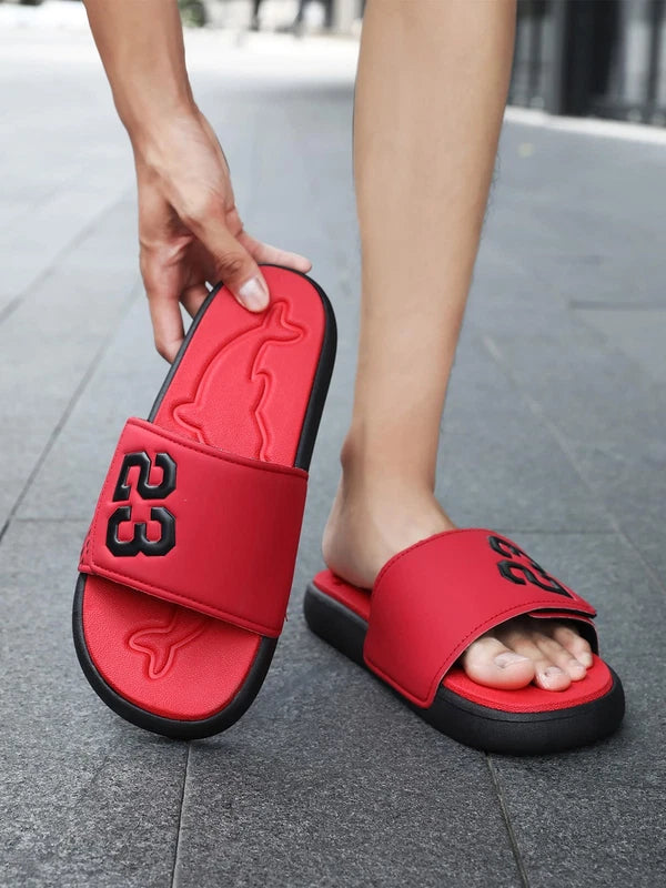 Men's Sport Slide Sandals, Flexible Midsole Comfort Casual Beach Slide, Red 11