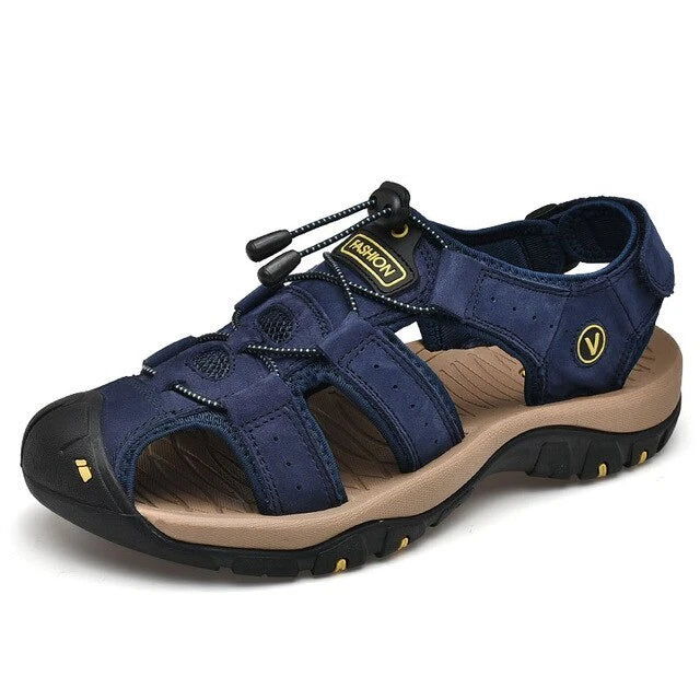 Summer Men's Sandals Breathable Casual Shoes Leather Outdoor Beach Slippers