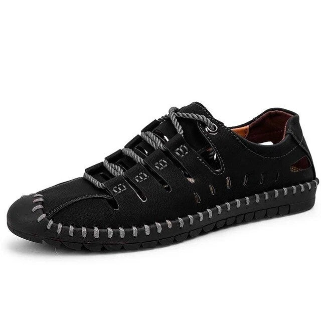 Summer Men's Sandals Breathable Casual Shoes Leather Outdoor Beach Slippers