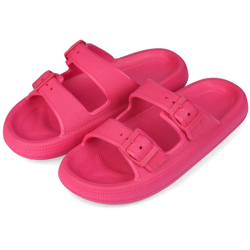 Cloud Slides for Women Men EVA Sandals Thick Sole Adjustable Buckles Slippers