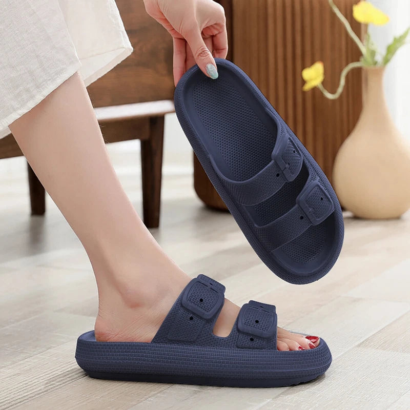 Cloud Slides for Women Men EVA Sandals Thick Sole Adjustable Buckles Slippers