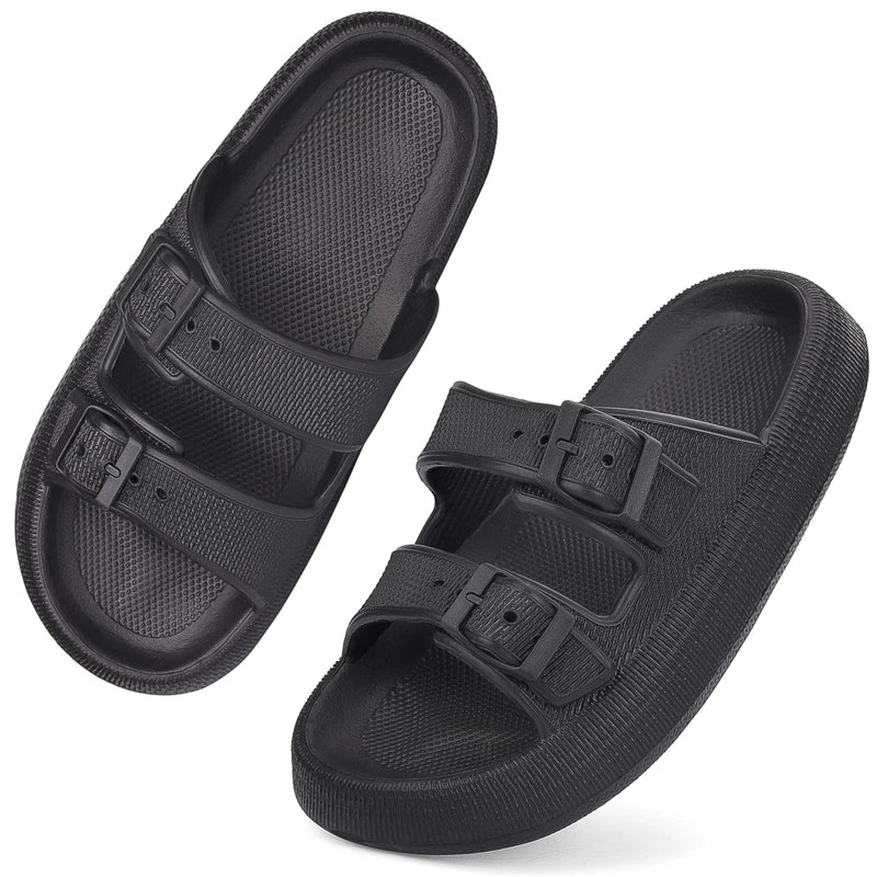 Cloud Slides for Women Men EVA Sandals Thick Sole Adjustable Buckles Slippers